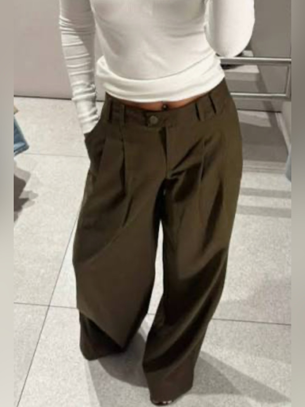 Zara brown wide leg trousers